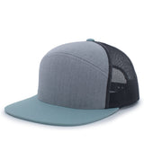 Pacific Headwear 6 - Panel Arch Trucker Snapback Cap - Pacific Headwear P787 HEATHER GREY/SMOKE BLUE OS