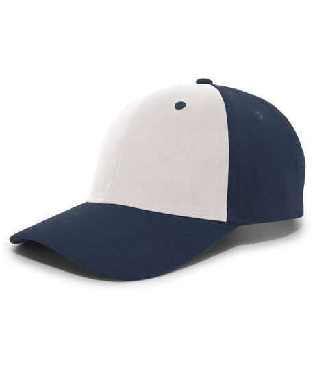 Pacific Headwear Brushed Cotton Twill Hook - And - Loop Adjustable Cap 101C WHITE/NAVY/NAVY OS