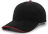 Pacific Headwear Brushed Twill Cap With Sandwich Bill 121C BLACK/RED OS