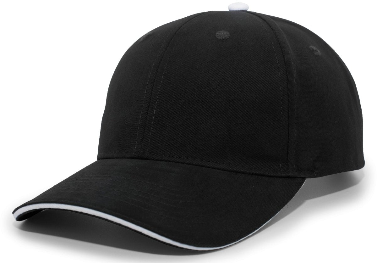 Pacific Headwear Brushed Twill Cap With Sandwich Bill 121C BLACK/WHITE OS