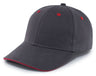 Pacific Headwear Brushed Twill Cap With Sandwich Bill 121C GRAPHITE/RED OS