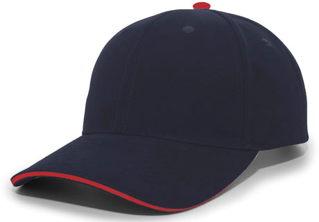 Pacific Headwear Brushed Twill Cap With Sandwich Bill 121C NAVY/RED OS