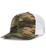 Pacific Headwear Camo Snapback Trucker Cap 108C ARMY/WHITE/ARMY OS
