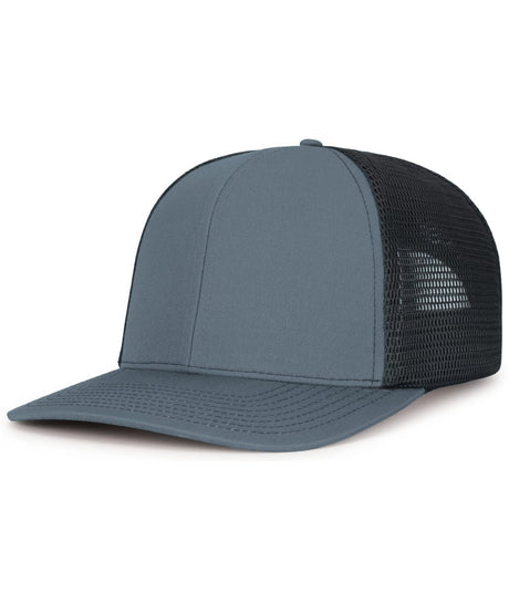 Pacific Headwear Contrast Stitch Trucker PacFlex Snapback Cap - Pacific Headwear P151S GRAPHITE/BLACK/GRAPHITE OS