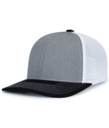 Pacific Headwear Contrast Stitch Trucker PacFlex Snapback Cap - Pacific Headwear P151S HEATHER GREY/WHITE/BLACK OS