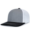 Pacific Headwear Contrast Stitch Trucker PacFlex Snapback Cap - Pacific Headwear P151S HEATHER GREY/WHITE/BLACK OS