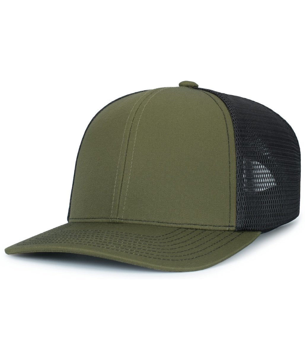 Pacific Headwear Contrast Stitch Trucker PacFlex Snapback Cap - Pacific Headwear P151S MOSS/LT CHARCOAL/MOSS OS