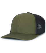 Pacific Headwear Contrast Stitch Trucker PacFlex Snapback Cap - Pacific Headwear P151S MOSS/LT CHARCOAL/MOSS OS