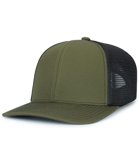 Pacific Headwear Contrast Stitch Trucker PacFlex Snapback Cap - Pacific Headwear P151S MOSS/LT CHARCOAL/MOSS OS