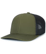 Pacific Headwear Contrast Stitch Trucker PacFlex Snapback Cap - Pacific Headwear P151S MOSS/LT CHARCOAL/MOSS OS