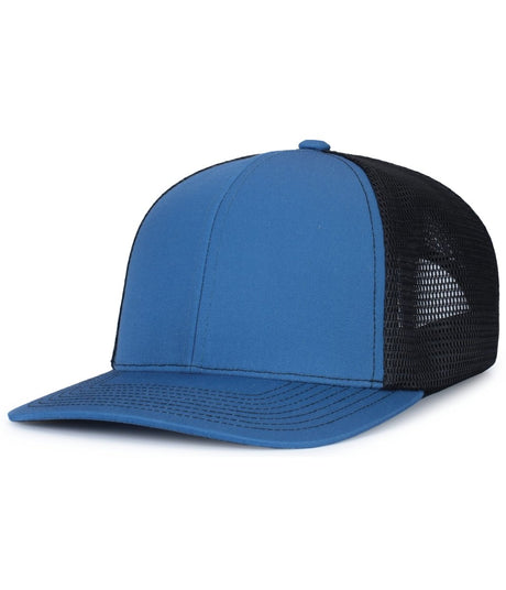 Pacific Headwear Contrast Stitch Trucker PacFlex Snapback Cap - Pacific Headwear P151S OCEAN BLUE/LIGHT CHARCOAL/OCEA OS
