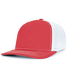 Pacific Headwear Contrast Stitch Trucker PacFlex Snapback Cap - Pacific Headwear P151S RED/WHITE/RED OS