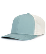 Pacific Headwear Contrast Stitch Trucker PacFlex Snapback Cap - Pacific Headwear P151S SMOKE BLUE/BEIGE/SMOKE BLUE OS