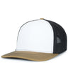 Pacific Headwear Contrast Stitch Trucker PacFlex Snapback Cap - Pacific Headwear P151S WHITE/LIGHT CHARCOAL/BUCK OS