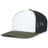 Pacific Headwear Contrast Stitch Trucker PacFlex Snapback Cap - Pacific Headwear P151S WHITE/LIGHT CHARCOAL/MOSS OS