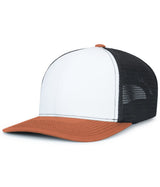 Pacific Headwear Contrast Stitch Trucker PacFlex Snapback Cap - Pacific Headwear P151S WHITE/LIGHT CHARCOAL/RUST OS