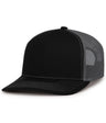 Pacific Headwear Contrast Stitch Trucker Snapback 104S BLACK/GRAPHITE/BLACK OS