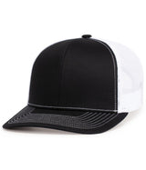 Pacific Headwear Contrast Stitch Trucker Snapback 104S BLACK/WHITE/BLACK OS