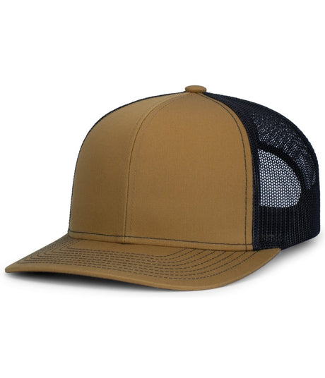 Pacific Headwear Contrast Stitch Trucker Snapback 104S BUCK/LT CHARCOAL/BUCK OS