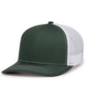 Pacific Headwear Contrast Stitch Trucker Snapback 104S DARK GREEN/WHITE/DARK GREEN OS