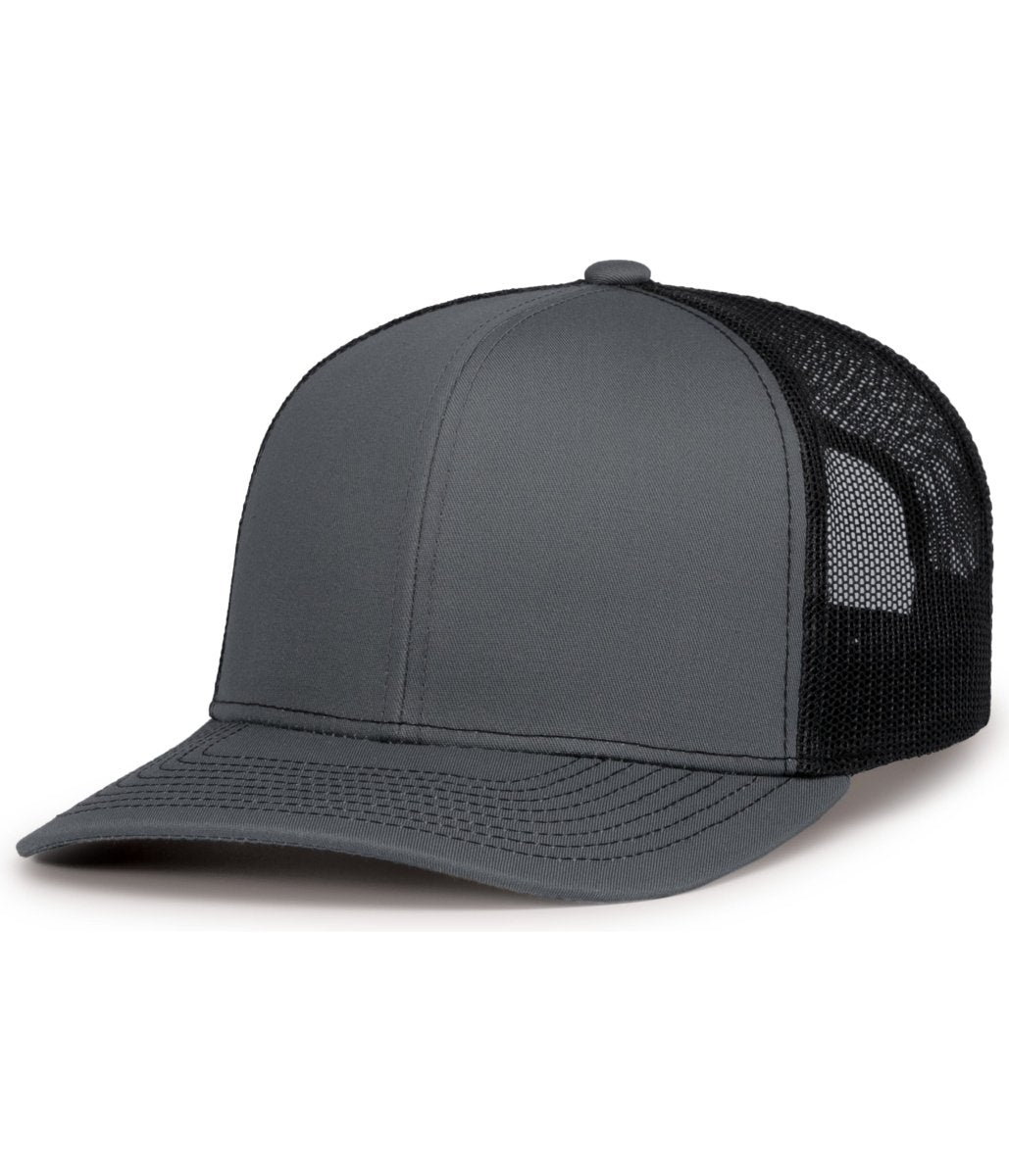 Pacific Headwear Contrast Stitch Trucker Snapback 104S GRAPHITE/BLACK/GRAPHITE OS