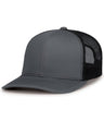 Pacific Headwear Contrast Stitch Trucker Snapback 104S GRAPHITE/BLACK/GRAPHITE OS