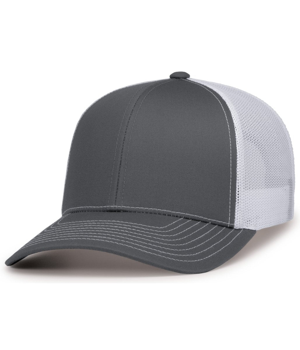 Pacific Headwear Contrast Stitch Trucker Snapback 104S GRAPHITE/WHITE/GRAPHITE OS