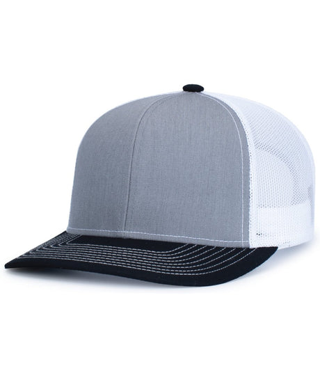 Pacific Headwear Contrast Stitch Trucker Snapback 104S HEATHER GREY/WHITE/BLACK OS