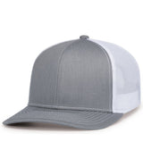 Pacific Headwear Contrast Stitch Trucker Snapback 104S HEATHER GREY/WHITE/HEATHER GRE OS