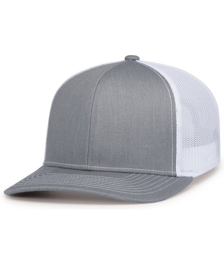 Pacific Headwear Contrast Stitch Trucker Snapback 104S HEATHER GREY/WHITE/HEATHER GRE OS