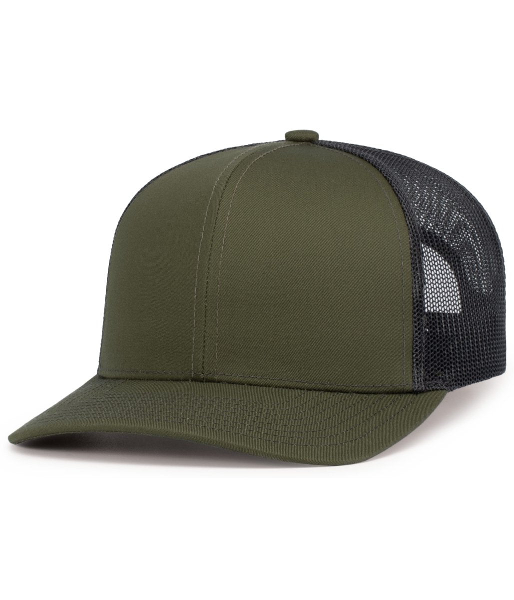 Pacific Headwear Contrast Stitch Trucker Snapback 104S MOSS/LT CHARCOAL/MOSS OS