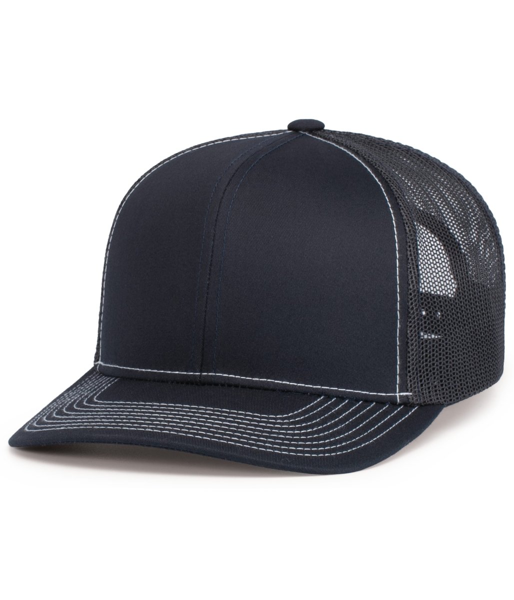 Pacific Headwear Contrast Stitch Trucker Snapback 104S NAVY/WHITE OS
