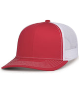 Pacific Headwear Contrast Stitch Trucker Snapback 104S RED/WHITE/RED OS