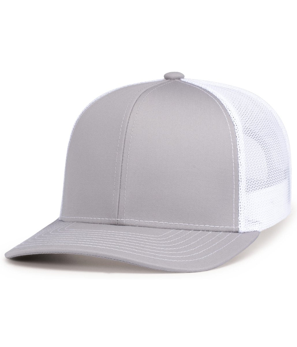 Pacific Headwear Contrast Stitch Trucker Snapback 104S SILVER/WHITE/SILVER OS