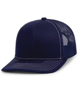 Pacific Headwear Contrast Stitch Trucker Snapback 104S TRUE NAVY/WHITE OS