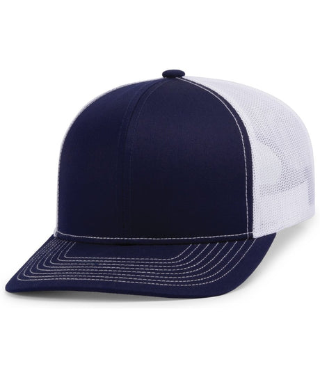Pacific Headwear Contrast Stitch Trucker Snapback 104S TRUE NAVY/WHITE/TRUE NAVY OS