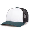 Pacific Headwear Contrast Stitch Trucker Snapback 104S WHITE/LIGHT CHARCOAL/DARK TEAL OS