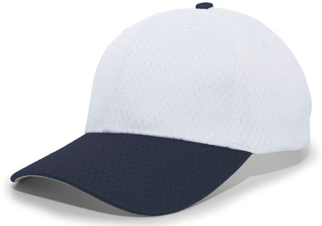 Pacific Headwear Coolport™ Mesh Hook - And - Loop Adjustable Cap - Pacific Headwear 805M WHITE/NAVY YTH