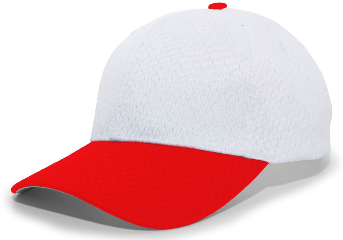 Pacific Headwear Coolport™ Mesh Hook - And - Loop Adjustable Cap - Pacific Headwear 805M WHITE/RED YTH
