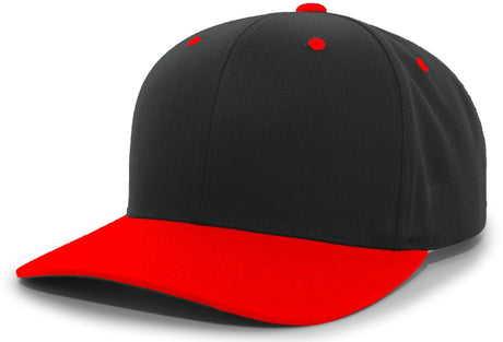 Pacific Headwear Cotton - Poly Hook - And - Loop Adjustable Cap 302C BLACK/RED YTH
