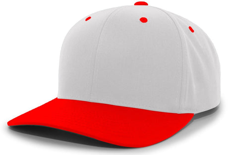 Pacific Headwear Cotton - Poly Hook - And - Loop Adjustable Cap 302C SILVER/RED OS
