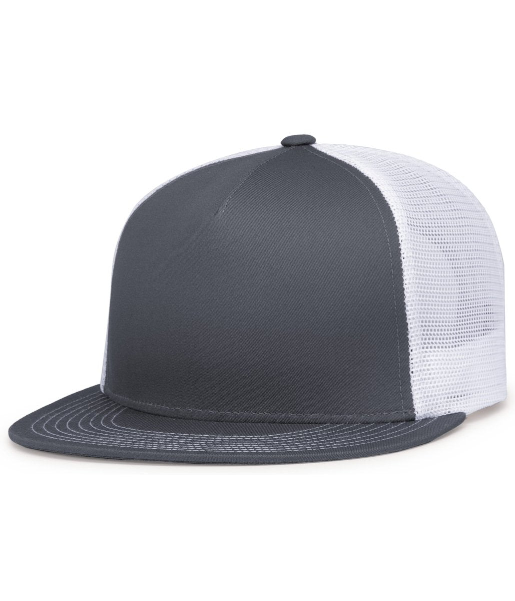 Pacific Headwear D - SERIES 5 - PANEL TRUCKER SNAPBACK CAP 4D7 GRAPHITE/WHITE/GRAPHITE OS