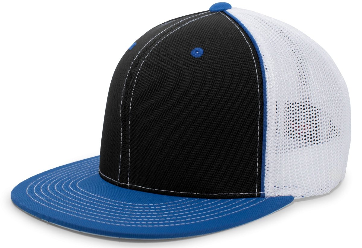 Pacific Headwear D - Series Trucker PacFlex Cap 4D5 BLACK/WHITE/ROYAL S/M