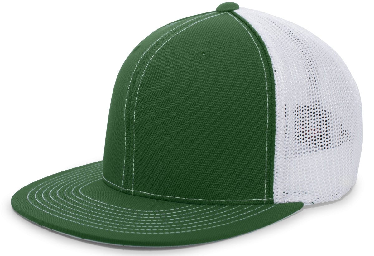 Pacific Headwear D - Series Trucker PacFlex Cap 4D5 DARK GREEN/WHITE/DARK GREEN S/M