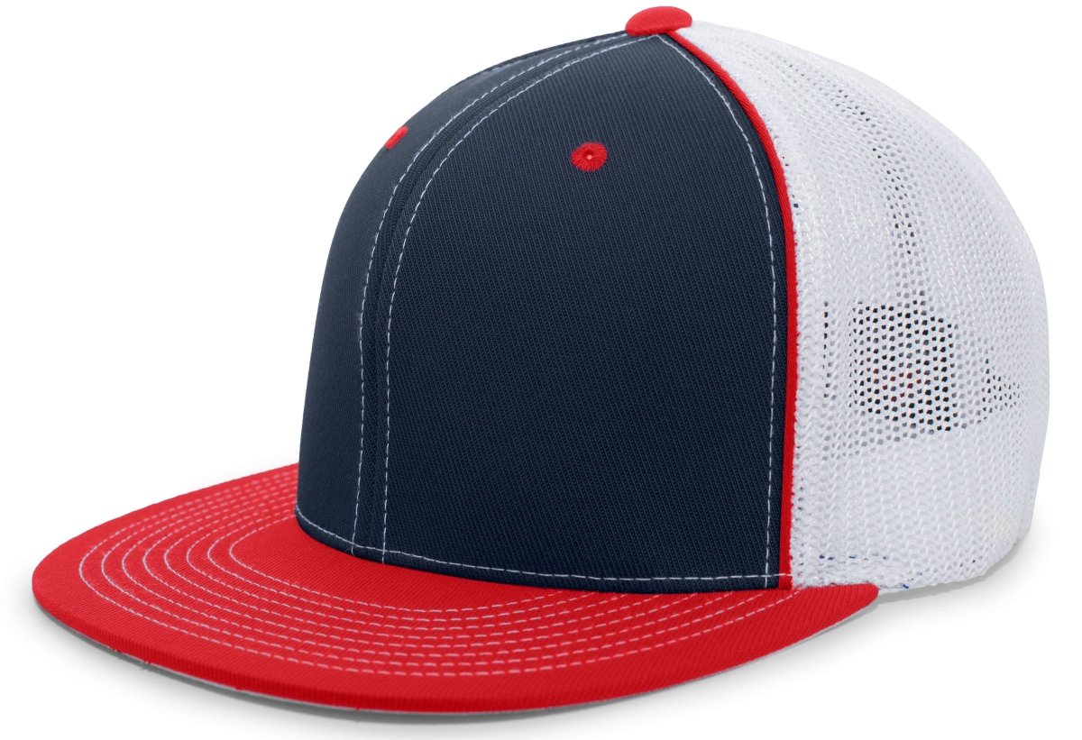 Pacific Headwear D - Series Trucker PacFlex Cap 4D5 NAVY/WHITE/RED S/M