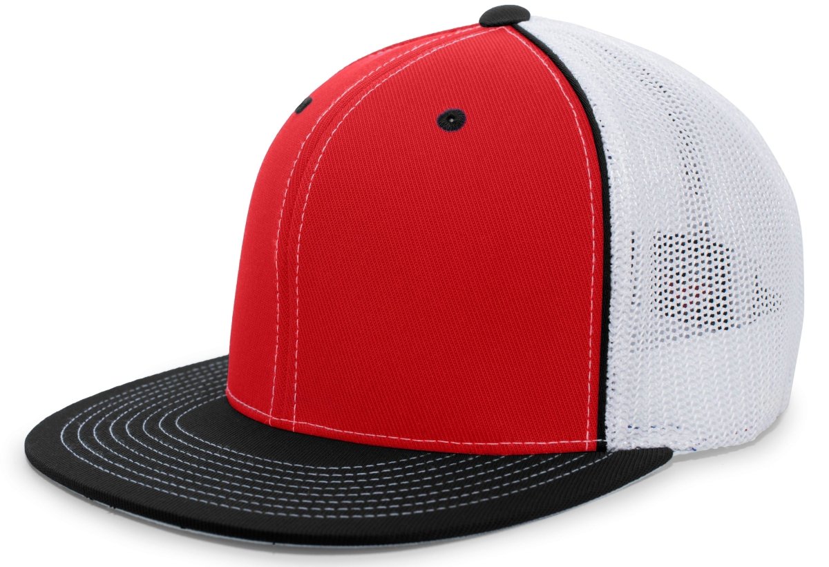 Pacific Headwear D - Series Trucker PacFlex Cap 4D5 RED/WHITE/BLACK S/M