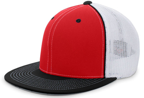 Pacific Headwear D - Series Trucker PacFlex Cap 4D5 RED/WHITE/BLACK S/M