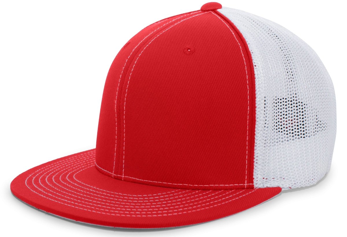 Pacific Headwear D - Series Trucker PacFlex Cap 4D5 RED/WHITE/RED S/M