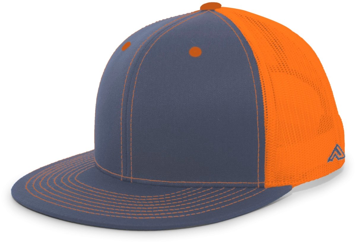 Pacific Headwear D - Series Trucker Snapback Cap 4D3 GRAPHITE/NEON ORANGE/GRAPHITE OS