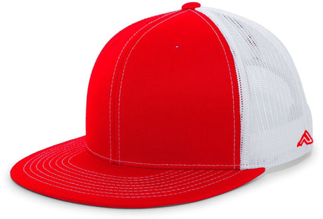 Pacific Headwear D - Series Trucker Snapback Cap 4D3 RED/WHITE/RED OS